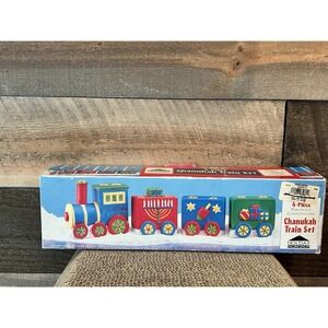 Vintage Train CHanukkah Express Painted Ceramic Colorful Whimsical 1995